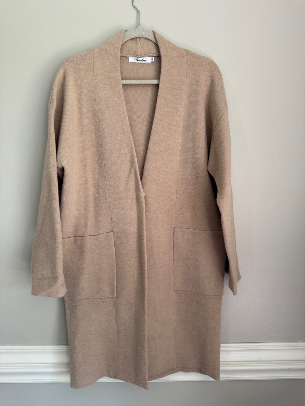 NWOT Cream Open-Front Long Cardigan, size large
